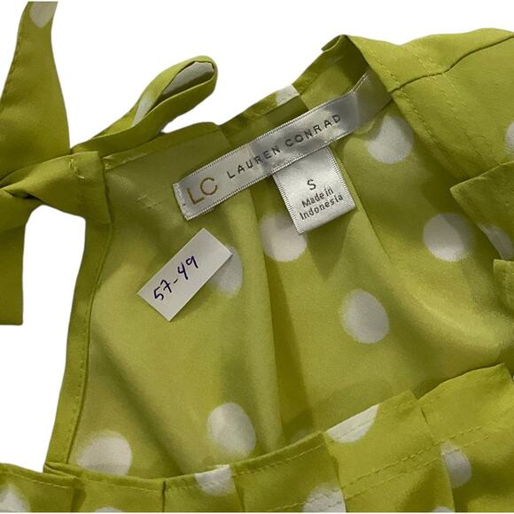 LC Lauren Conrad Green Polka Dot Back Tie Bow Shirt Women Top Size Small | 57-49 - Picture 4 of 6